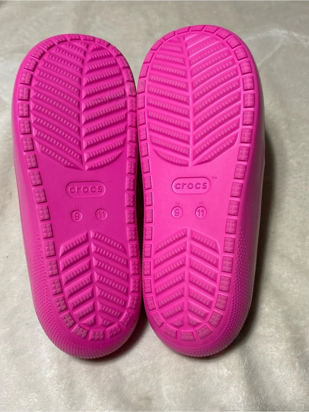 CROCS Double Strap Slide Sandals in Hot Pink